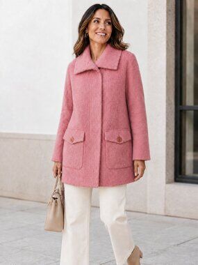 Talbots Wool Alpaca Mohair Cocoon Coat Mauve Pink XS Classic Preppy